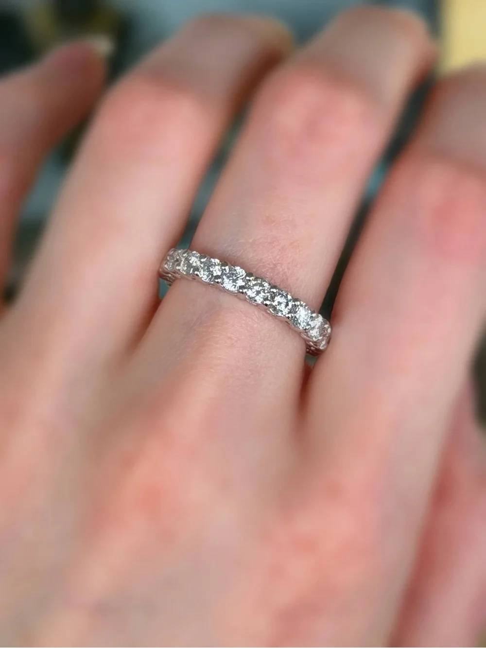 PT950 Platinum 2.5CTW Natural Diamond Classic Eternity band ring sz 6.25